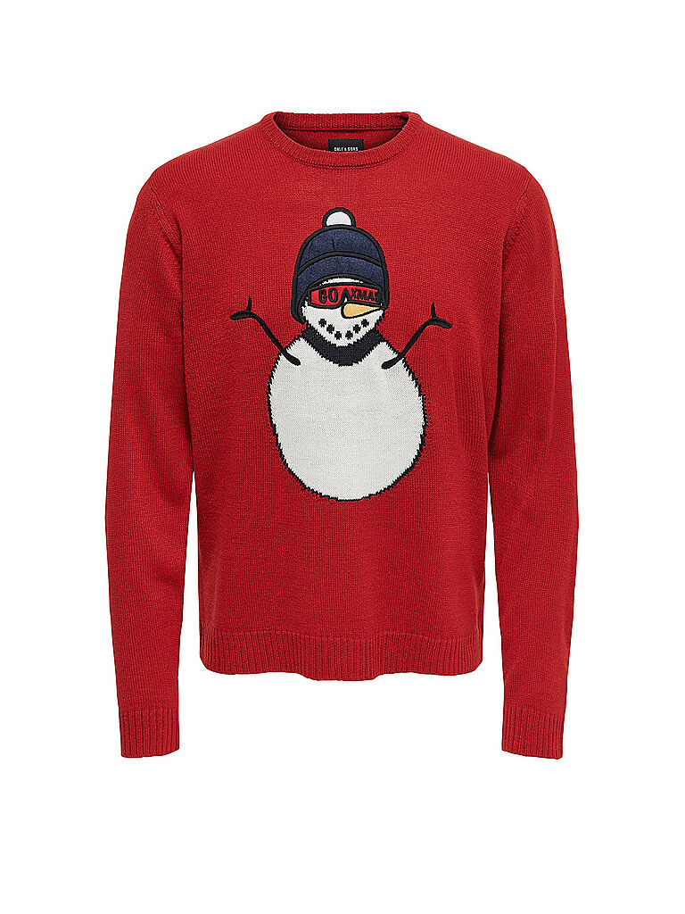 ONLY & SONS Weihnachts Pullover XMAS rot | M